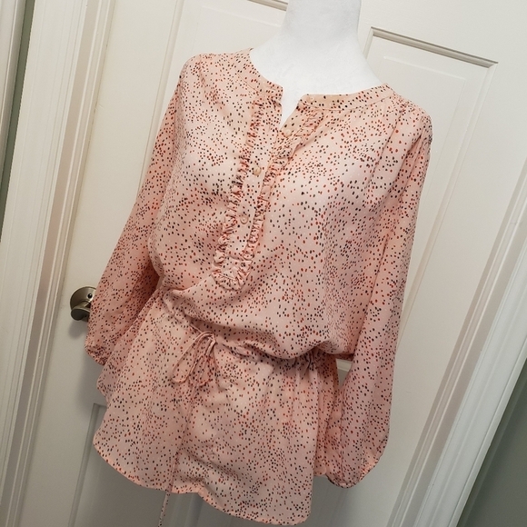 Liz Claiborne Peach Colored Speckled Blouse Size Large, classic - Picture 5 of 8